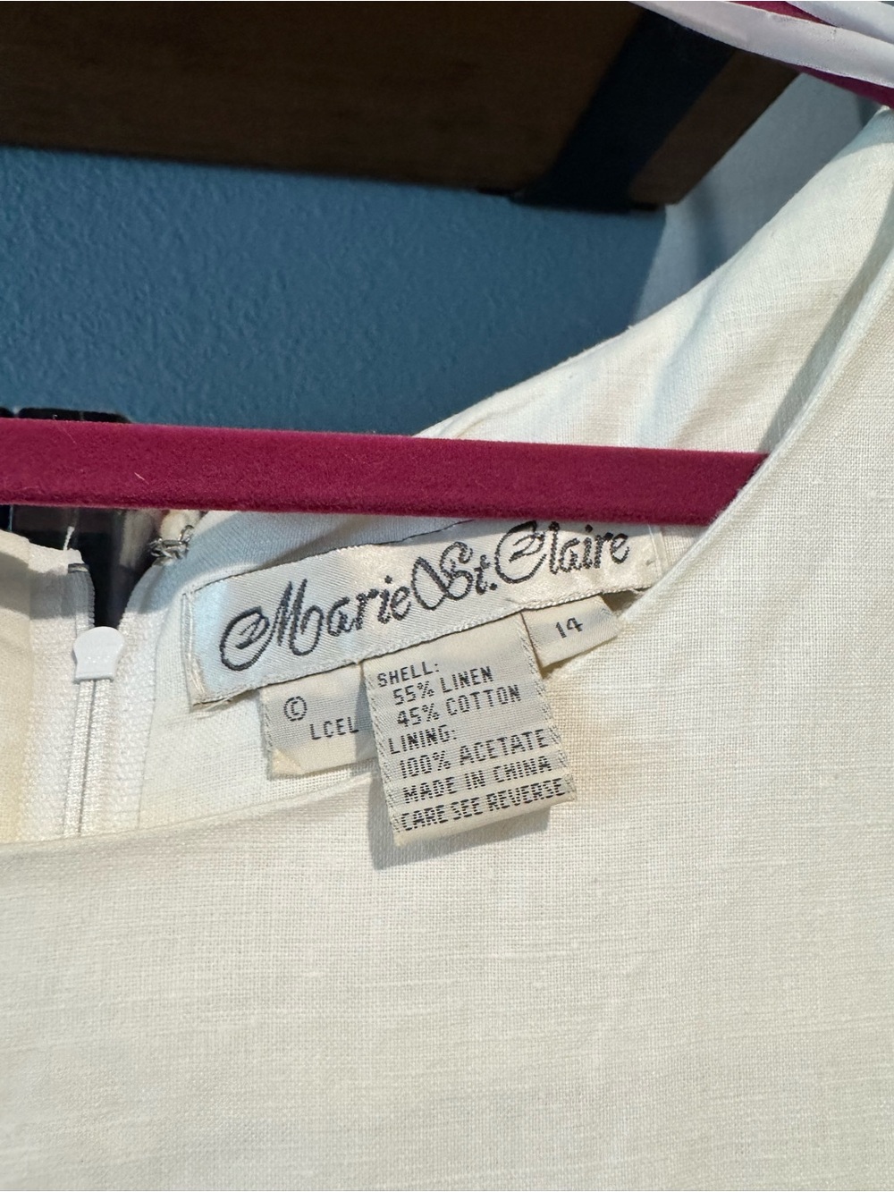 Vintage Rare Lace Cut Cotton Linen Cream Boat Neck Marie St. Claire Dress - Picture 6 of 15